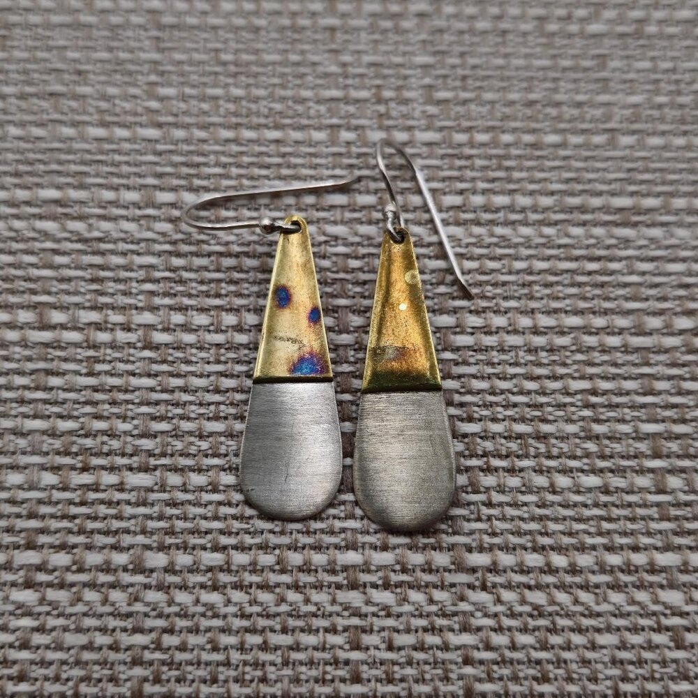 Sterling Silver Two Tone Tarnished Earrings A1778